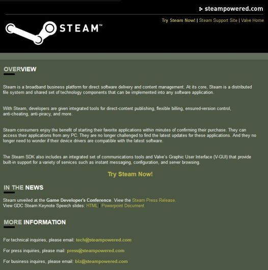 Mai 2002 - Le site indique "beta de Steam & CS 1.6 »